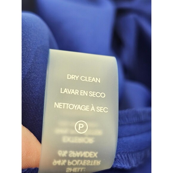 ALK Women's 10 Calvin Klein Blue Puff Sleeve Tie Waist Midi Length V-Neck Dress - Picture 7 of 7